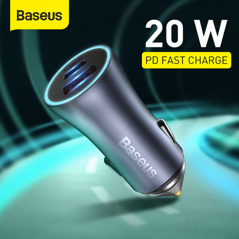 Baseus 20W Car Charger USB Fast Phone Charger with QC 4.0 3.0 Quick Charge Type C PD Charger ForiPhone 12 Max Pro ► Photo 1/6