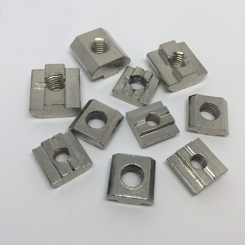 10pcs T Sliding Nut Nickel-Plated Carbon Steel M3/M4/M5/M6/M8 Fastern  for 2022/3030 Aluminum Profile ► Photo 1/2