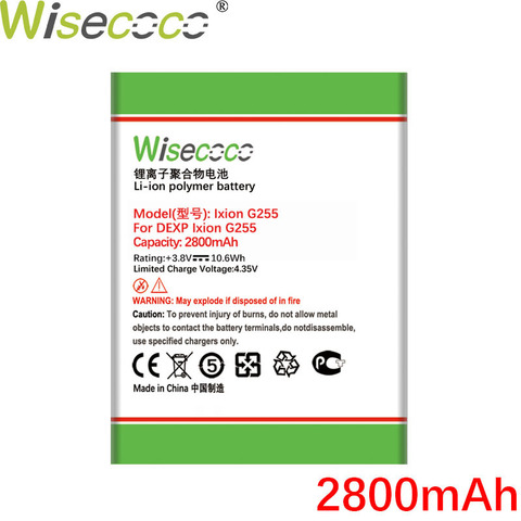 WISECOCO 2800mAh G 255 Battery For DEXP Ixion G255 Smart Phone In StockHigh Quality New +Tracking Number ► Photo 1/3