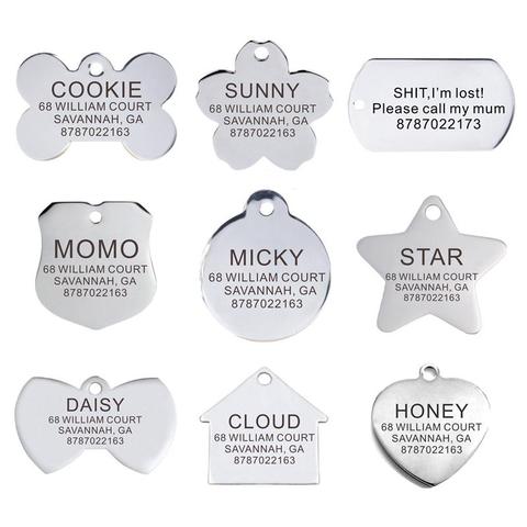 Personalized Pet ID Tag Engraved Stainless Steel Name Tags Collar Accessory Pendant Customized Free Engraving Dog Cat Nameplate ► Photo 1/6
