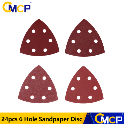 24pcs Triangle 6 Hole Self-adhesive Sandpaper Hook & Loop Sandpaper Disc Multi-Tools Oscillating Saw Blade ► Photo 1/6