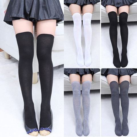 Compression Socks Soild Color Women Long Socks Over Knee Thigh High Black  White Over The Knee Stockings Warm Knee Socks