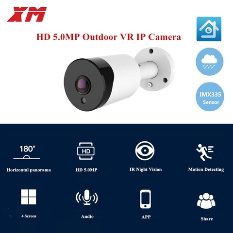 HD 5MP  Panoramic 180 Degree VR POE IP Camera Smart IR Lights Cam Starlight night vision Outdoor Security Camera for sony IMX335 ► Photo 1/6