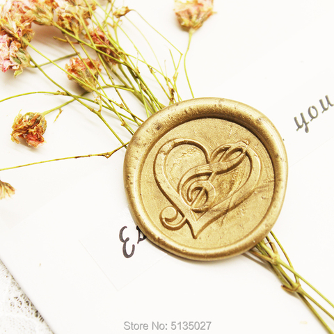 MUSIC HEART Music Note Treble Clef Wax Seal Stamp / Wedding Party Invitation / Envelop Seal / Letter Seal / Starter Kit / Wax St ► Photo 1/6