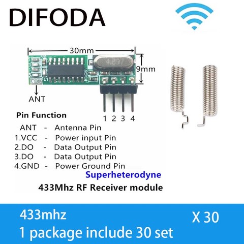 30 set 433 Mhz rf-modul Upgraded Fvr WL101-341 Superheterodyne 433 mhz Wireless Receiver Module and 2 * Antenna  DIFODA ► Photo 1/5