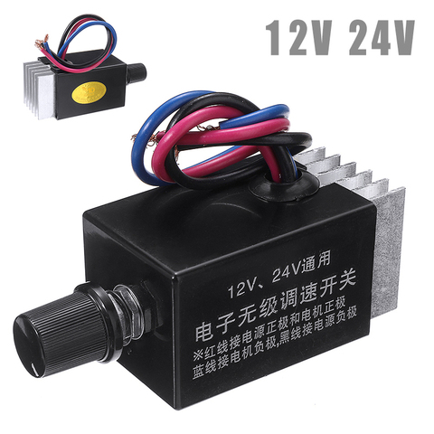 1pc Motor Speed Regulator DC 12V/24V 10 A Motor Speed Controller Switch For Car Truck Fan Heater Control ► Photo 1/6