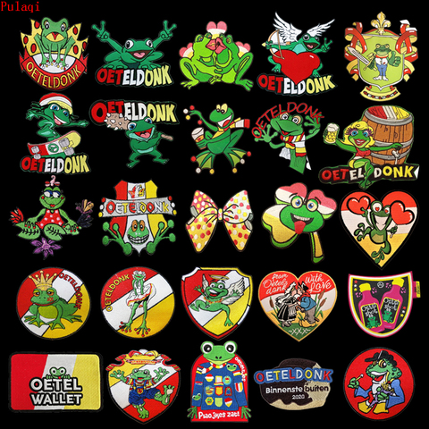 Pulaqi Oeteldonk Emblem Emblems Full Embroidered Frog Carnival For Netherland Iron On Embroidered Clothing Patches For Clothing ► Photo 1/6