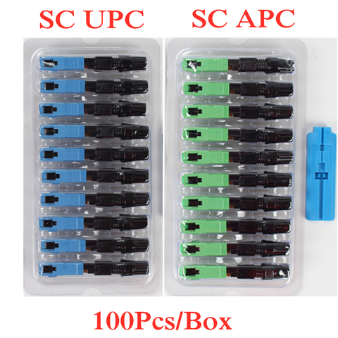 100pcs SC UPC Single Mode Fiber Optic Fast Connector SC APC FTTH SC Quick Connector SC Adapter Field Assembly ► Photo 1/5
