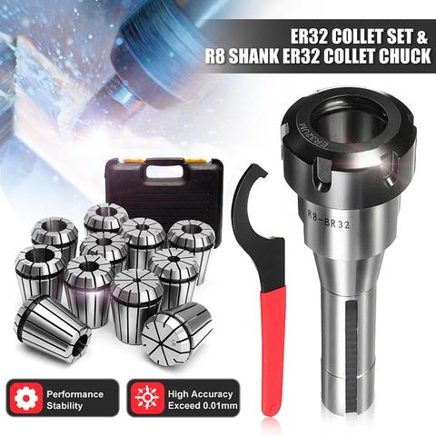 11pcs ER32 Spring Collet Set Precision Collet Set 3mm-19mm R8-ER32 7/16 Collet Chuck Holder Wrench ► Photo 1/6