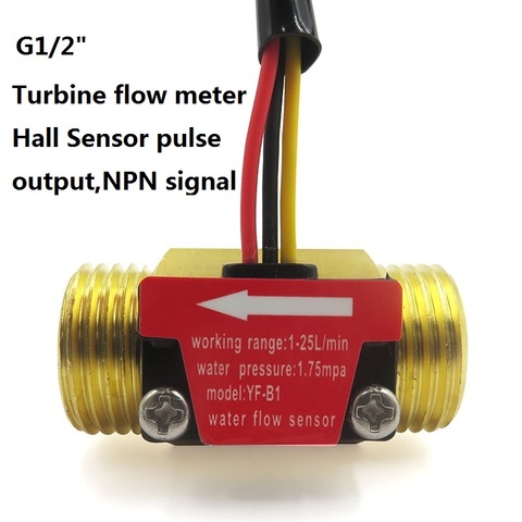 Brass Copper YF-B1 Water Flow Sensor 1.75Mpa G1/2 Pulse Hall Flow Meter 1-25L/Min ► Photo 1/6