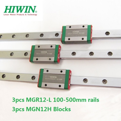 3pcs Original Hiwin rail MGN12 -L 100-550mm + 3pcs MGN12H blocks for CNC 3d printer ► Photo 1/3