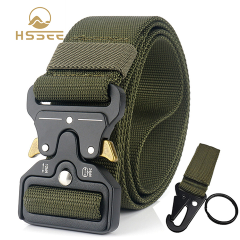 HSSEE 4.5cm Heavy Men's Military Tactical Belt + Standard Nylon Tactical Buckle 125cm Adjustable Real Nylon Army Belt Hard Metal ► Photo 1/6