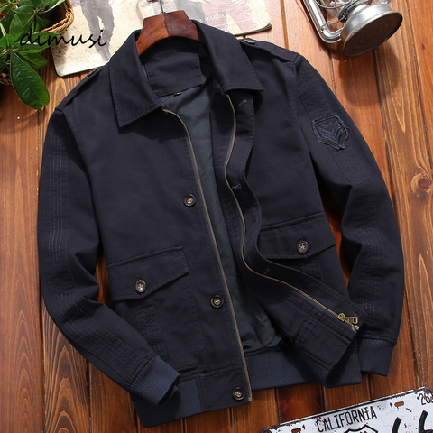 DIMUSI New Men's Bomber Jacket Casual Outwear Turndown Collar Cotton Coats Fashion Slim Fit Business Jackets Mens Clothing ► Photo 1/6