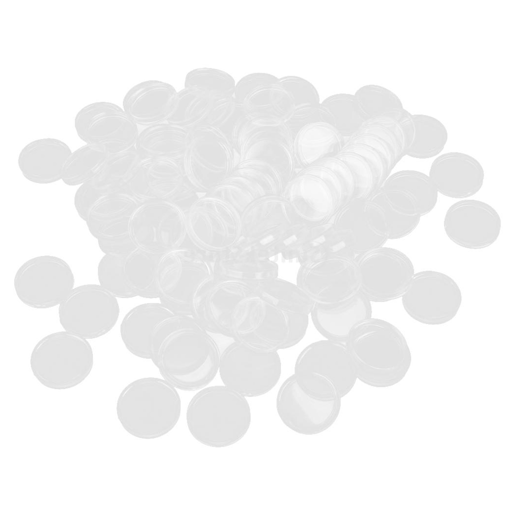 200PCS Coin Capsule 30mm Holder Clear Round Plastic Coin Storage Box Container 