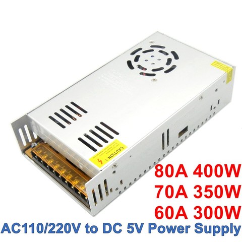 5V 60A 70A 80A Switching Power Supply Driver 100-240V AC to DC Transformer Adapter SMPS 300W 350W 400W for LED Strip Display ► Photo 1/6