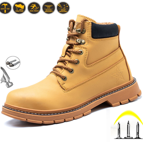 Men Safety Shoes Men Work Shoes Steel Toe Air Safety Boots Puncture-Proof Work Sneakers Breathable Shoes Zapatos De Seguridad ► Photo 1/6