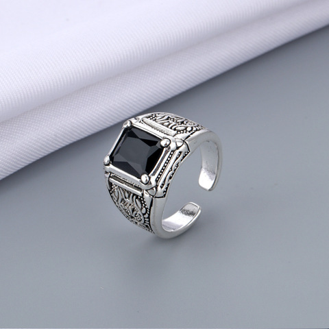 New Arrival 925 Sterling Silver Retro Black Crystal Men Ring Original Jewelry For Man Birthday Gift Never Fade Cheap ► Photo 1/5