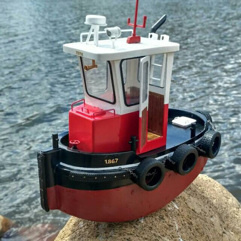 DIY remote control tugboat model kit Q1 egg boat mini Q boat small meng tug rescue boat simulation remote control birthday gift ► Photo 1/6