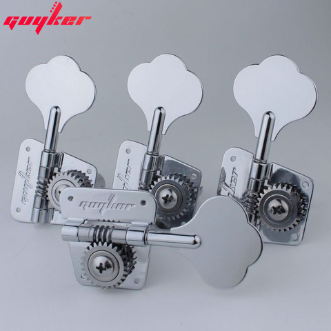 Open Frame Electric Bass Machine Heads Tuners GUYKER Tuning Peg Gear ratio 1:26 Chrome Silver for Bass GK530 ► Photo 1/5