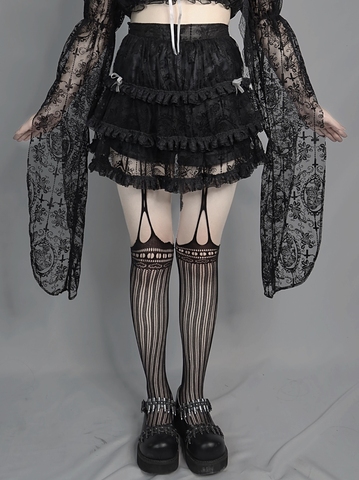 Lace Mesh Dark Gothic Cross Tulle Skirt Cake Pantskirt Summer Ball Gown Mini jupe femme summer 2022 ► Photo 1/5