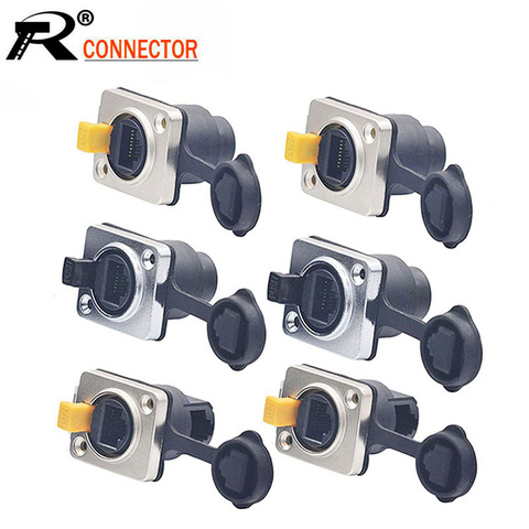 10pcs/lot Waterproof RJ45 Female Panel Mount Straight/Right Angle 8P8C RJ45 Ethernet Plug Jack Socket IP65 Waterproof Connector ► Photo 1/6