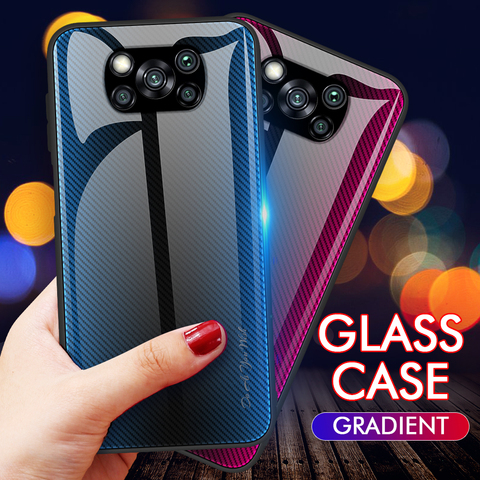 for poco f3 case gradient glass phone cover for xiaomi poco f3 pocophone little f3 f 3 3f hard back shell for POCO F3 X3 Pro NFC ► Photo 1/6
