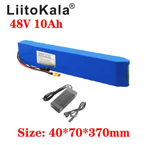 LiitoKala 48V E-bike battery 48v 10ah 18650 li-ion battery pack bike conversion kit 1000w XT60 plug + 54.6v 2A Charger ► Photo 1/6