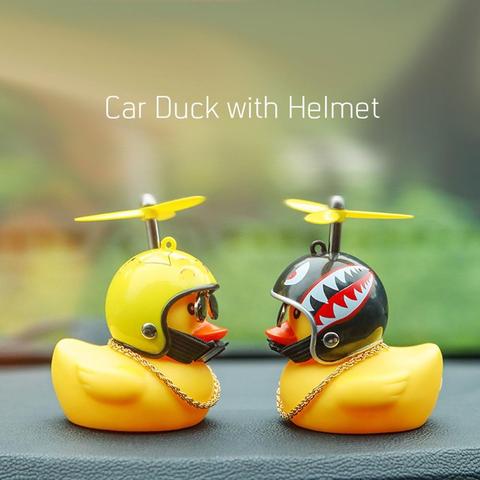 Car Ornament Duck with Helmet Flash Light with Strap Small Yellow Duck Road Bike Motor Riding Cycling Light Bicycle Accessories ► Photo 1/6