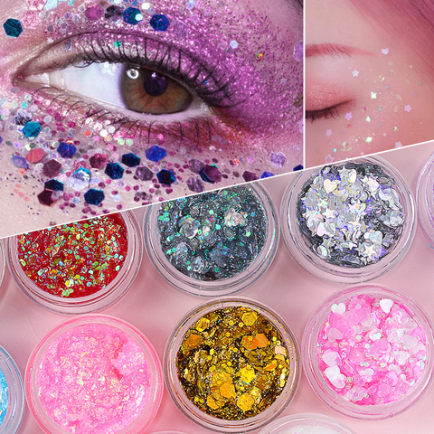 Holographic Eyeshadow Sequins Gel Shimmer Glitter Decoration Multifunctional Hair&Lips Makeup Facial&Nail DIY Hot Sale Cosmetic ► Photo 1/6