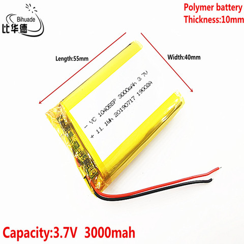 3.7V 3000mAh 104055 Polymer Li-Po li ion Rechargeable Battery cells For Mp3 MP4 MP5 GPS mobile bluetooth ► Photo 1/5