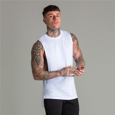 Extend Cut Off Gym Fitness Bodybuilding Tank Tops Men Fashion Hip Hop Workout Clothing Loose Open Side Sleeveless Shirts Vest ► Photo 1/6