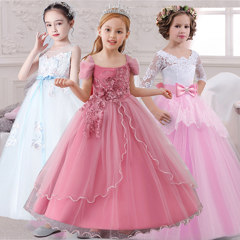 Elegant Girls Princess Dress 2022 Summer Children Evening Party Dress Flower Girls Kids Dresses For Girls Wedding Dress Vestidos ► Photo 1/6