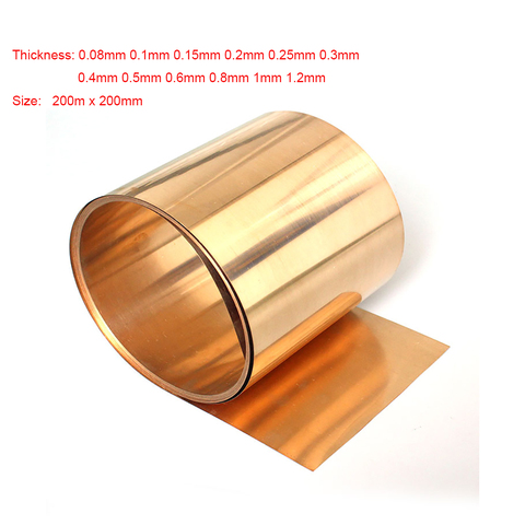 1pcs 200x200mm C17200 Beryllium Bronzer Strip 0.08 to 1.2mm Thick Industry DIY Experiment Copper Sheet Foil Paper ► Photo 1/6