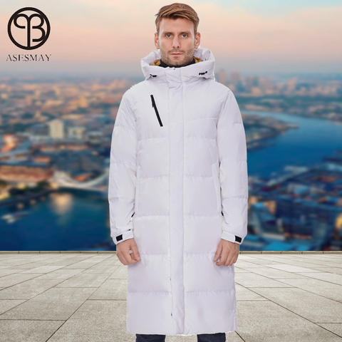 Asesmay White Duck Down Jacket Men Parkas Long Hooded Coat Goose Feather Wellensteyn Minus Degree Thick Warm Puffer Outerwear ► Photo 1/6