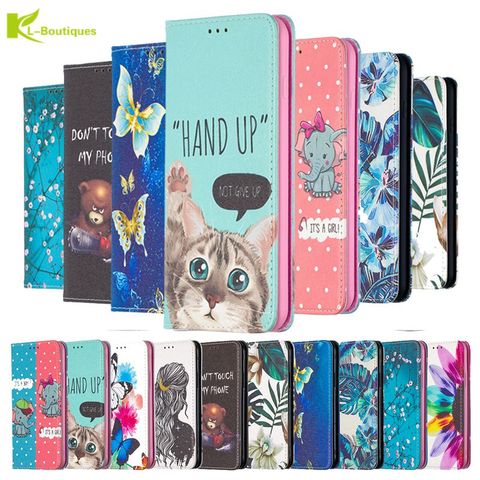 Leather Case For Xiaomi Mi 10T 10 T 5G Case For Xiomi Mi10T Pro Lite Fundas 3D Wallet Stand Book Flip Cover Cat Painted Coque ► Photo 1/6