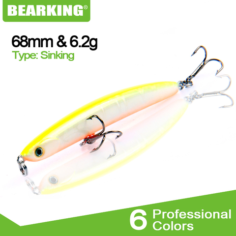 Bearking brand 1PC quality Pencil Fishing Lure Laser Hard Artificial Bait 3D Eyes 68mm 6.2g Fishing Wobblers Crankbait Minnows ► Photo 1/6