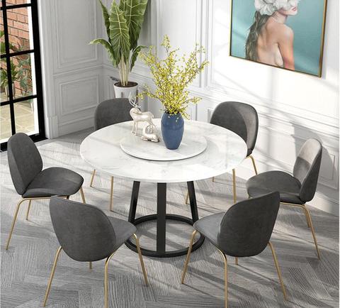 Nordic dining table round garden-shaped household marble turntable practical round table ► Photo 1/3