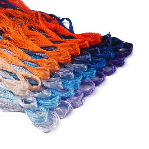 7-8pcs/lot Multicolors Silk Line Embroidery Thread Floss Skein Kit Cross Stitch Threads Sewing Skeins DIY Sewing Tools 20meters ► Photo 1/6