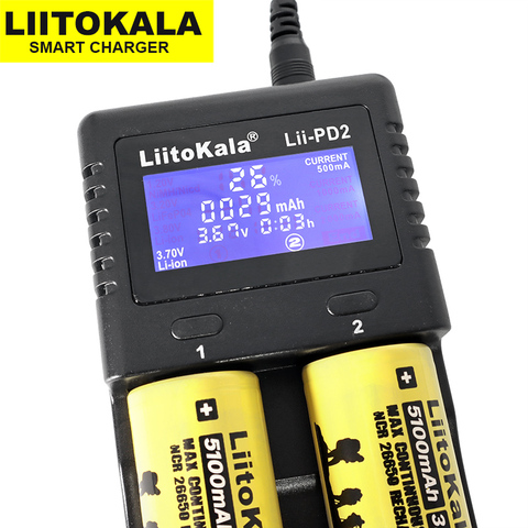 2022 Liitokala Lii-PD2 Lii-PD4 LCD 3.2V 3.7V 3.8V 1.2V 25500 18650 18350 26650 20700 14500 NiMH lithium LiFePO4 battery charger ► Photo 1/6