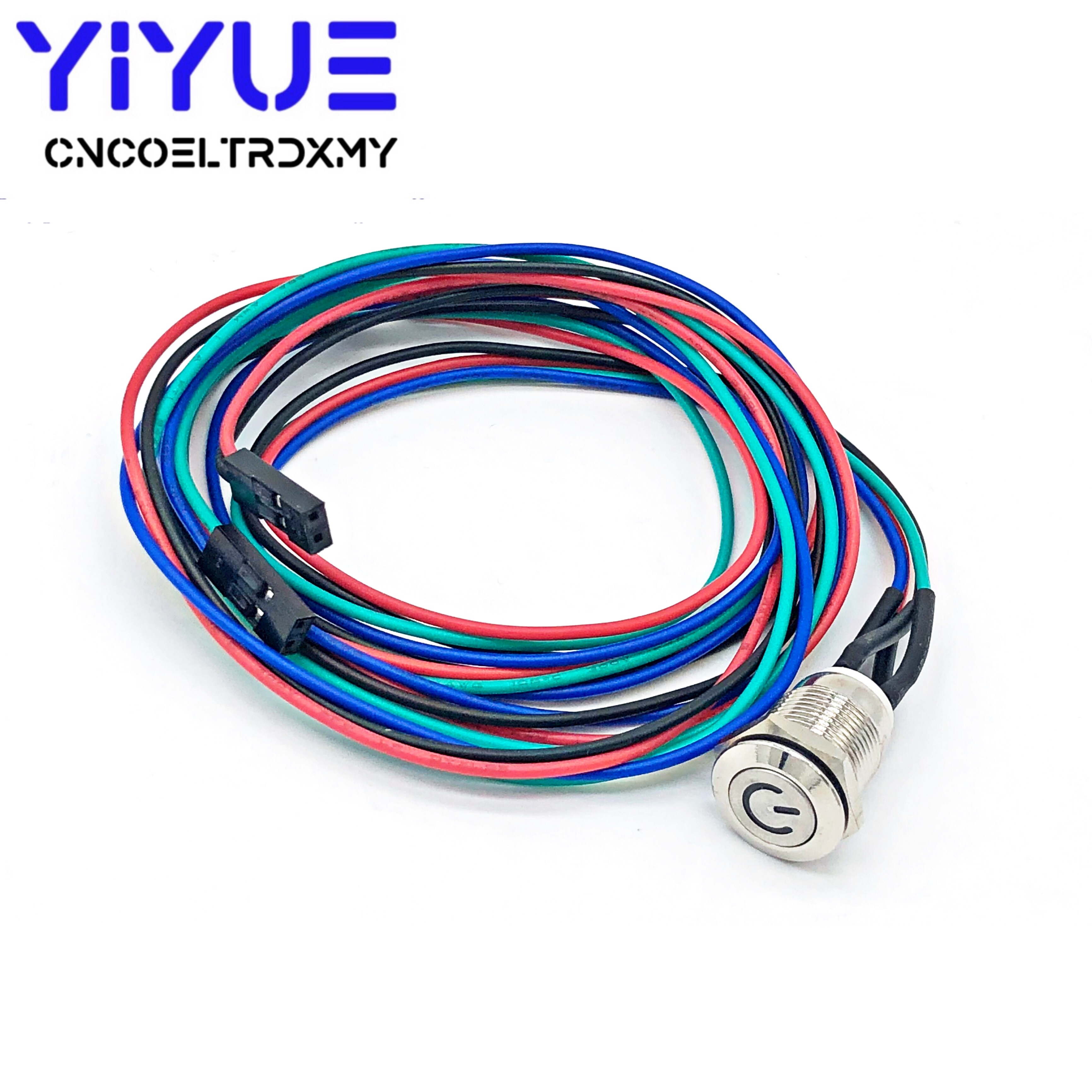 1 set computer Waterproof Metal Push Button Switch On-off With LED light 5V 12mm with 50cm wire harness power port Self-reset ► Photo 1/6