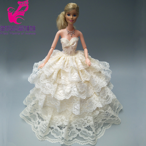 free shipping 1 pcs 4 layers full around  brided dress for barbie doll wedding dress ► Photo 1/5
