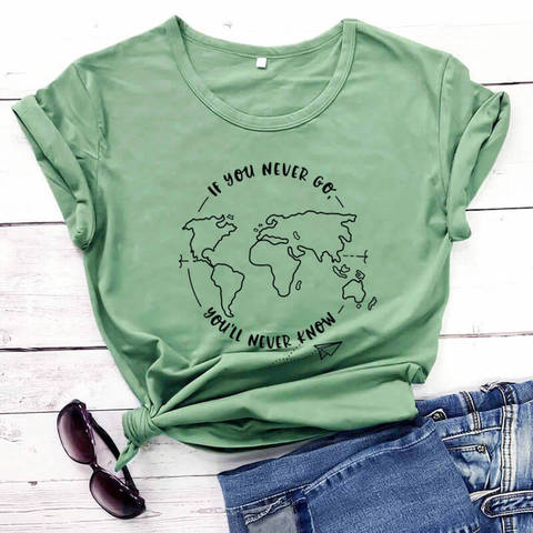 If You Never Go You'll Never Know 2022 New Arrival Summer 100%Cotton Funny T Shirt Vacation Shirt Travel Shirts Vacay Shirt ► Photo 1/6
