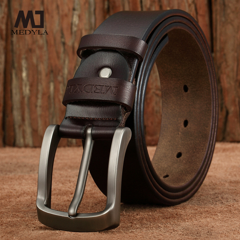 MEDYLA Men Belt Quality Genuine Leather Alloy Pin Buckle Luxury Casual Belts Cowskin Fashion Strap Male Jeans Free Shipping SM03 ► Photo 1/6