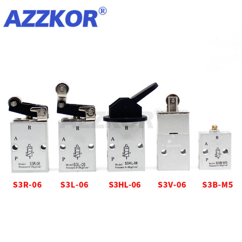 AZZKOR S3L 2 Position 3 Way Double-way Rolling Wheel Roller Lever Mechanical Air Valve Hand Manual Valves ► Photo 1/5