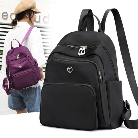 Vento Marea Women Backpack 2022 Travel Casual Waterproof Women's Shoulder Bags Female Large Capacity Nylon Rucksack Black Purses ► Photo 1/6