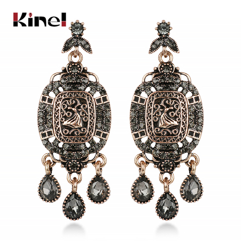Kinel 2022 New Boho Ethnic Big Drop Earrings Antique Gold Beach Gray Crystal Bridal Earrings For Women Vintage Jewelry ► Photo 1/6