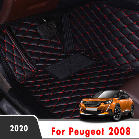 Car Floor Mats For Peugeot 2008 2022 Carpets Auto Interiors Accessories Styling Custom Leather Front And Rear Side Foot Rugs ► Photo 1/6