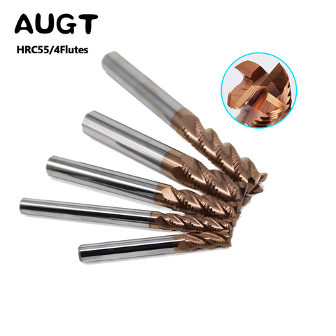 AUGT HRC55 Cnc Roughing Endmill Carbide 4 Flutes Tungsten Steel Milling Cutter Durable End Mill 6mm 8mm 10mm 12mm Milling Tools ► Photo 1/6