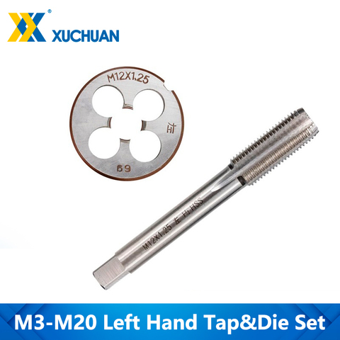 2pcs Left Hand Tap and Die Set HSS Machine Plug Tap Die Metric Screw Thread Tap Drill M3/M6/M8/M10/M12/M14/M16/M18/M20 ► Photo 1/6