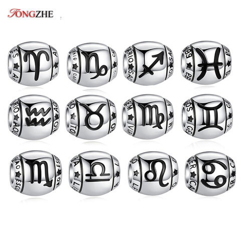 TONGZHE 925 Sterling Silver 12 Constellation Star Zodiac Charms Charms Original Fit Bracelet Beads for Jewelry Making ► Photo 1/6